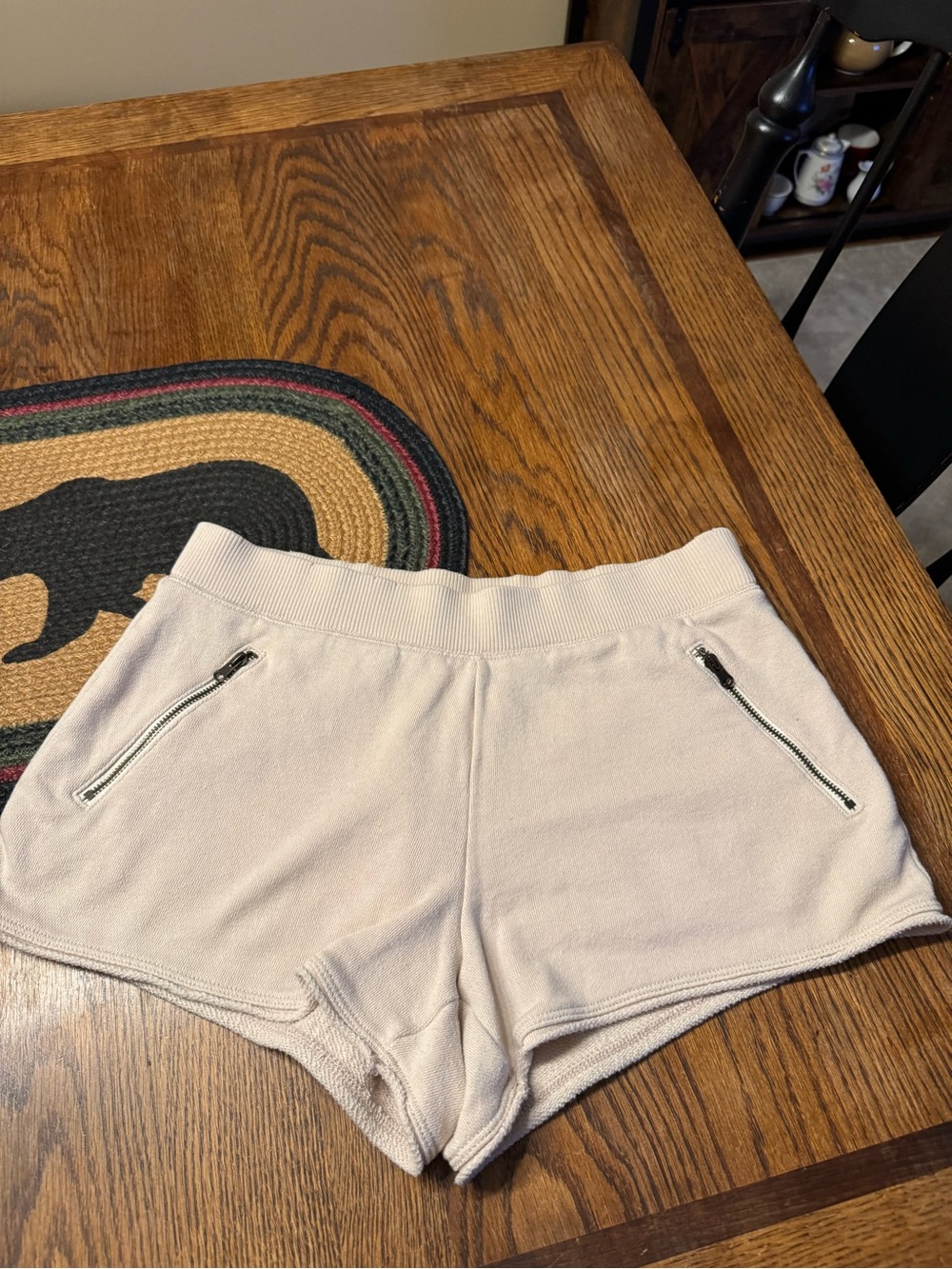 aerie Cream Knit Athletic Shorts with Zip Pockets
